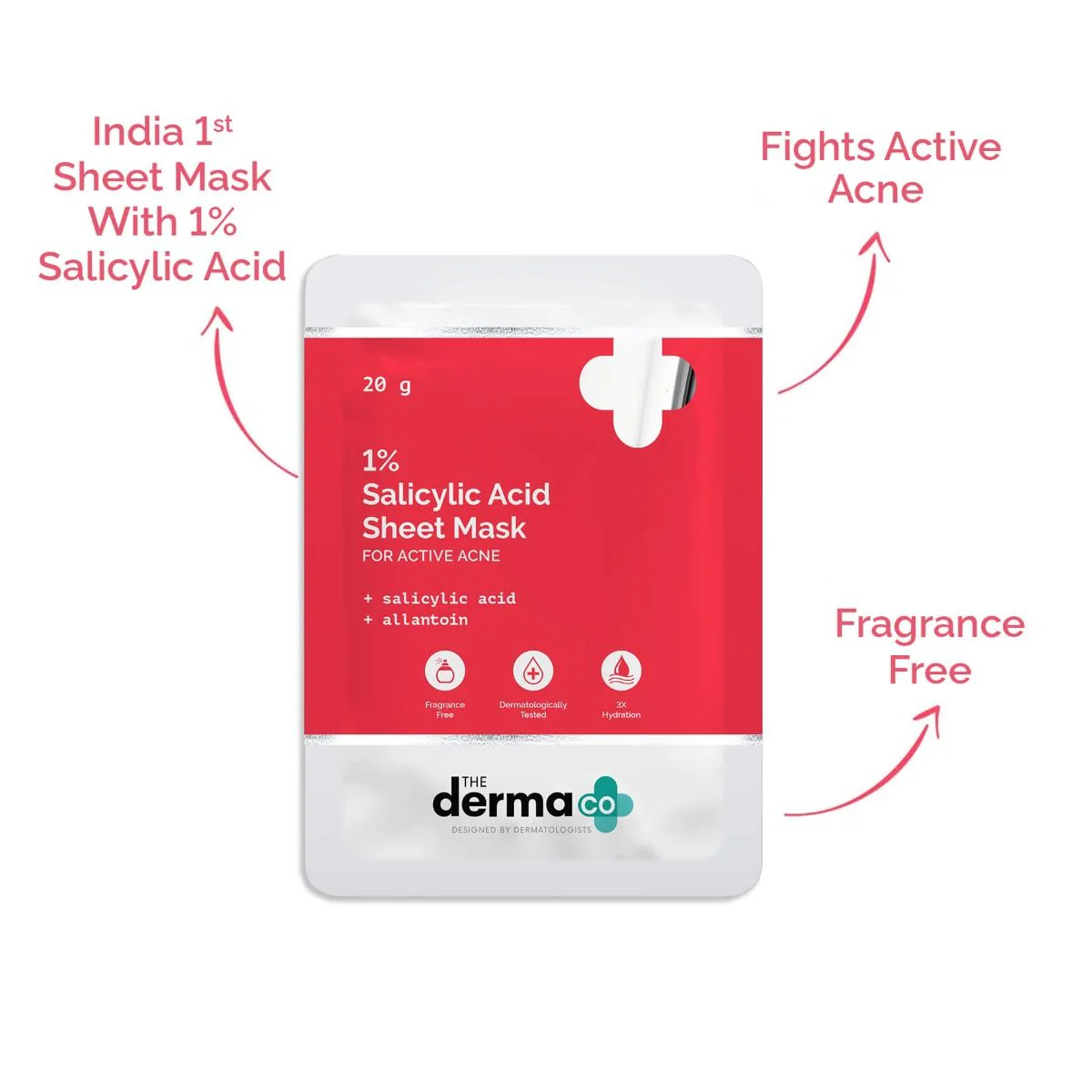 1% Salicylic Acid Sheet Mask With Salicylic Acid & Allantoin - 20g - Image 3