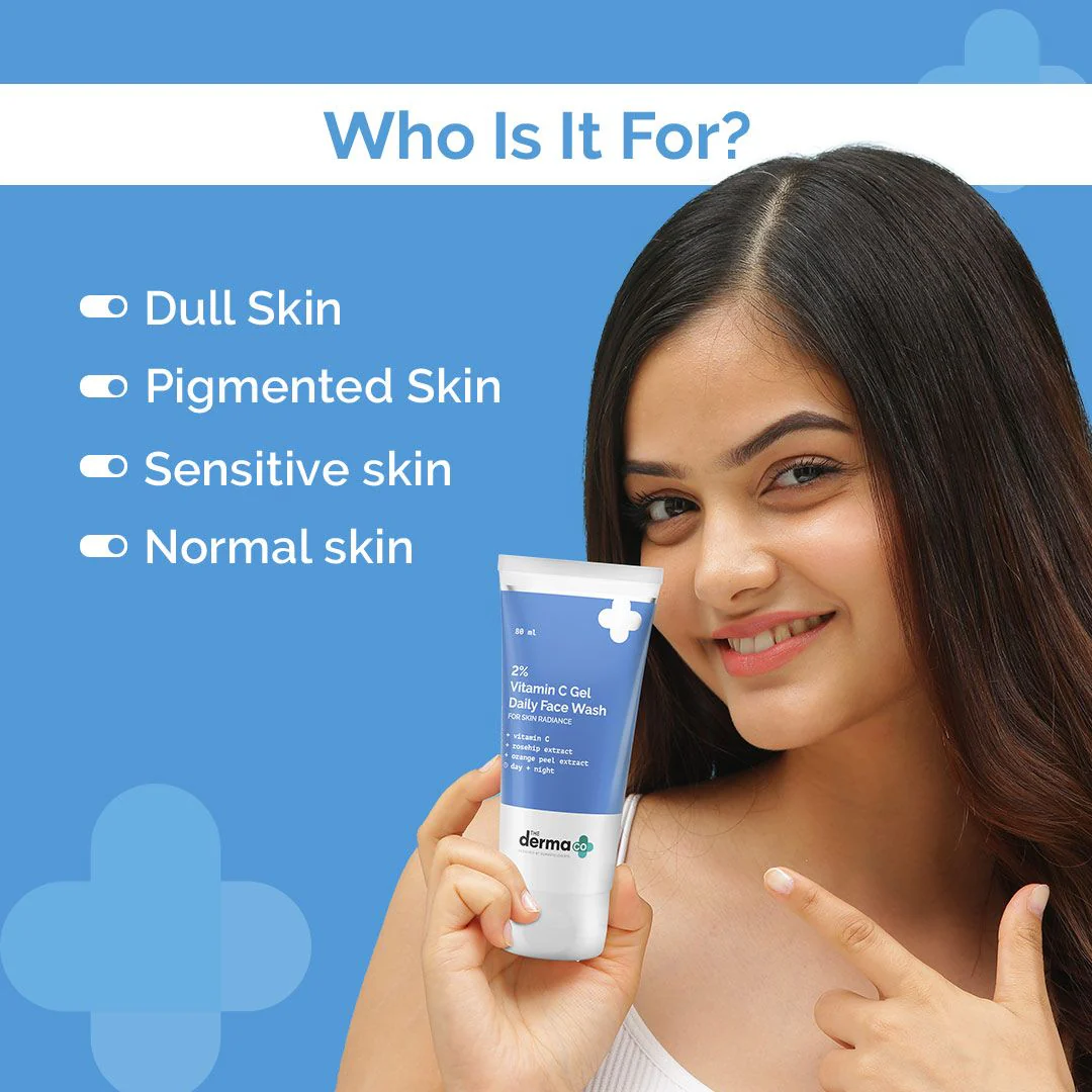 2% Vitamin C Gel Daily Face Wash with Vitamin C, Rosehip & Orange Peel Extract for Glowing Skin - 80ml - Image 4