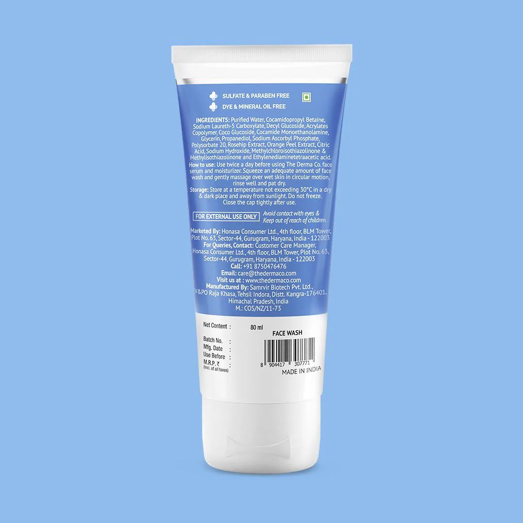 2% Vitamin C Gel Daily Face Wash with Vitamin C, Rosehip & Orange Peel Extract for Glowing Skin - 80ml - Image 7